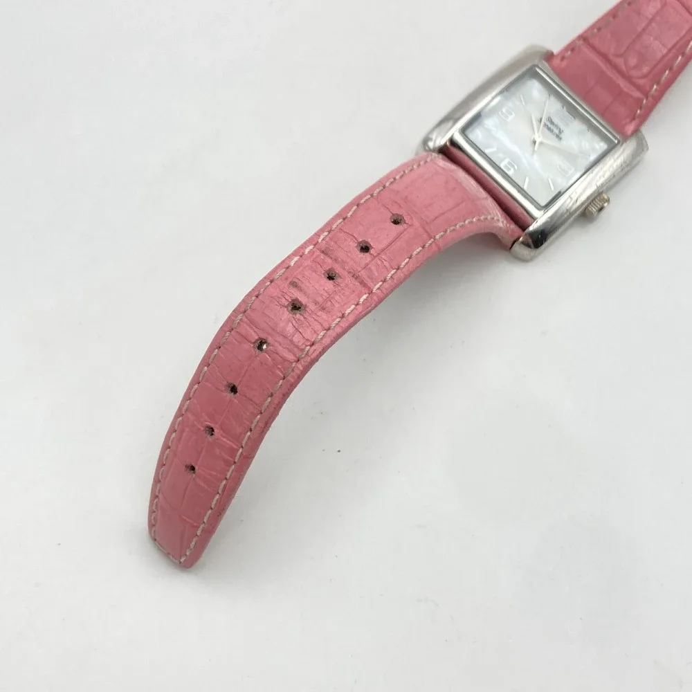 Sterling Signatures Women's Watch 28mm Silver 925 MOP Dial Leather New Battery